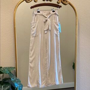 HYFVE Cream Wide Leg Linen Blend Pants Size L
